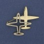 Brooch Pendant Airplane White Crystals Gold-Toned Metal 43×50mm+