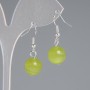 Olive Cat's Eye Smooth Bead Earrings, diameter 11.5 mm ±, length 30 mm ±, silver-toned metal