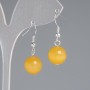 Earrings Orange Cat's Eye Smooth Bead, diameter 11.5mm±, length 30mm±, silver metal