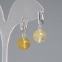 Earrings Citrine Smooth Ball, diameter 12mm±, length 30mm±, silver metal