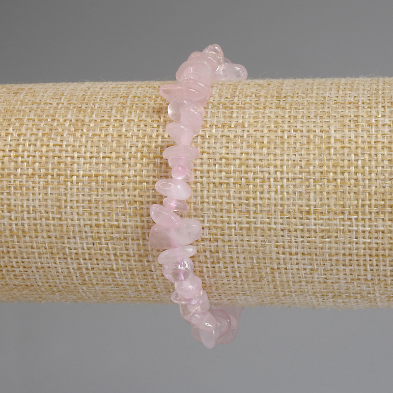 Pink Quartz Bead Bracelet 5-12x2-5mm fragments, 18cm length, elastic