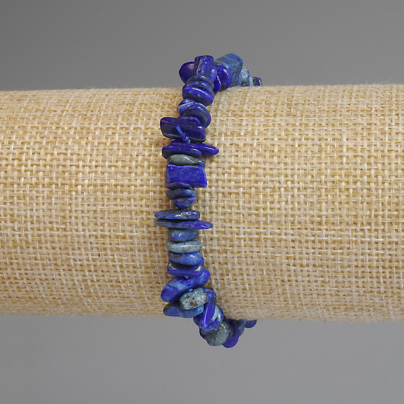 Lapis Lazuli Chip Bracelet 4-8×1-3 mm +-, length 18 cm+, stretch