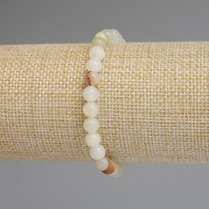 Onyx Bracelet Smooth Beads 6mm+-, Elastic Length 18cm+-