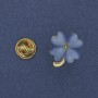 Clover Brooch with blue cat's eye 20x17mm± gold-tone metal