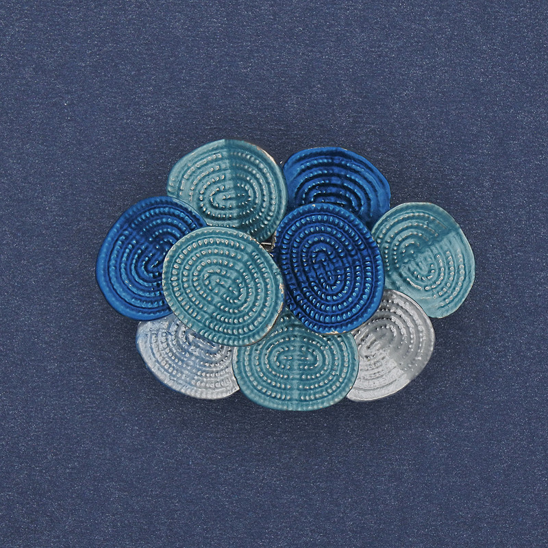 Pendant Brooch Accent 36x26mm+- colorful enamel silver metal