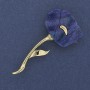 Blue Poppy Pearlized Brooch 63x32mm±, Golden Metal