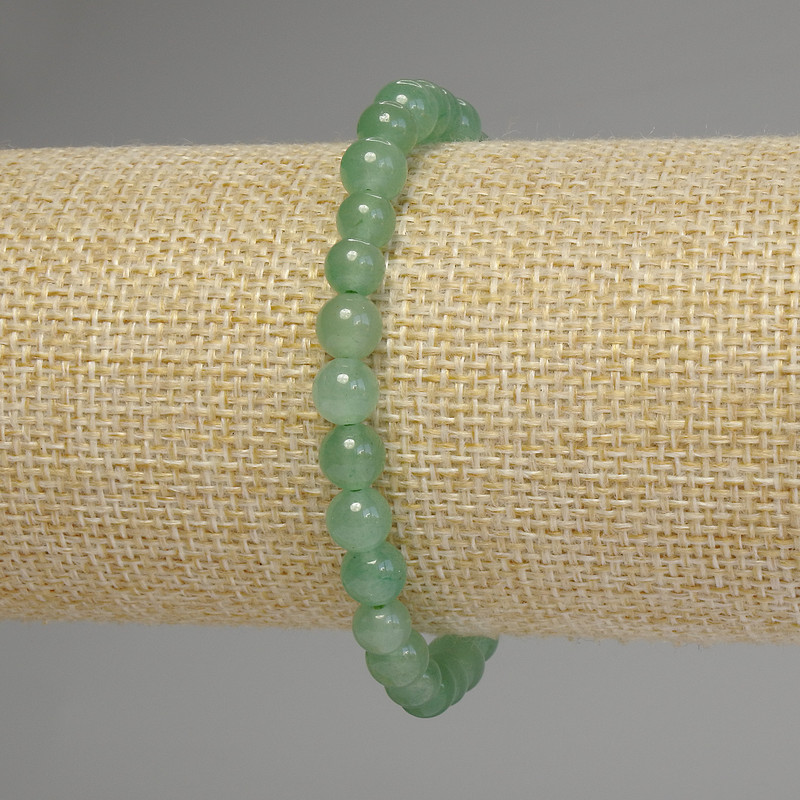 Jade Bead Bracelet Smooth Round 6mm, 18cm Length Stretch