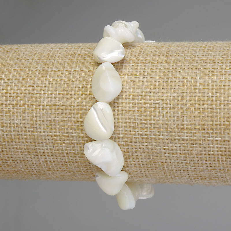 Mother-of-P pearl Faceted Bracelet, diameter 12-13, 5×10-11mm ±, length 18cm stretch