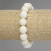 Bracelet, Mother-of-Pearl Smooth Bead, diameter 12mm±, length 18cm stretch