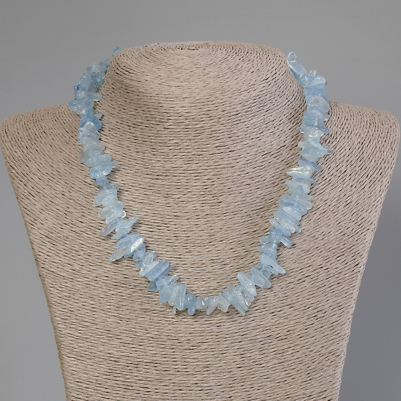 Aquamarine Beads, chip, diameter 10-18×2-4mm, length 50cm, with clasp