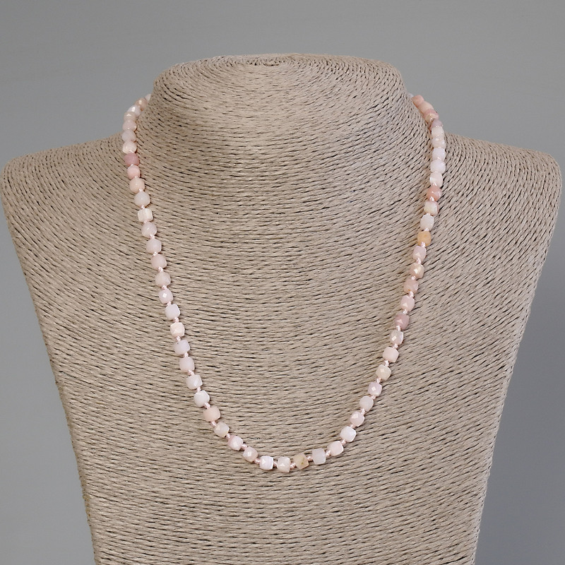 Necklace Rosy Opal Faceted Cubes, diameter 4.5×4.5 mm+, length 50 cm +/- with clasp