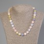 Morganite Bead Necklace Smooth Round Bead 10mm Diameter, 50cm Length with Clasp