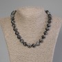 Snowy Obsidian Bead Necklace with a smooth round bead, 12mm diameter, ~50cm length with clasp