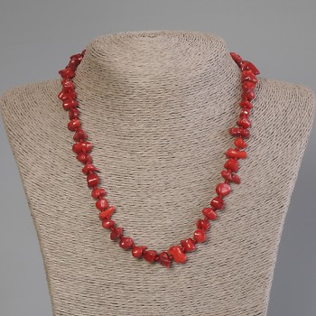 Coral Bead Necklace, faceted, diameter 6-8×7-9mm, length 50cm ± with clasp