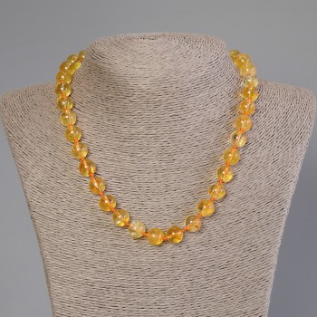 Citrine Beads Smooth Ball 10mm Diameter, 50cm Length with Clasp