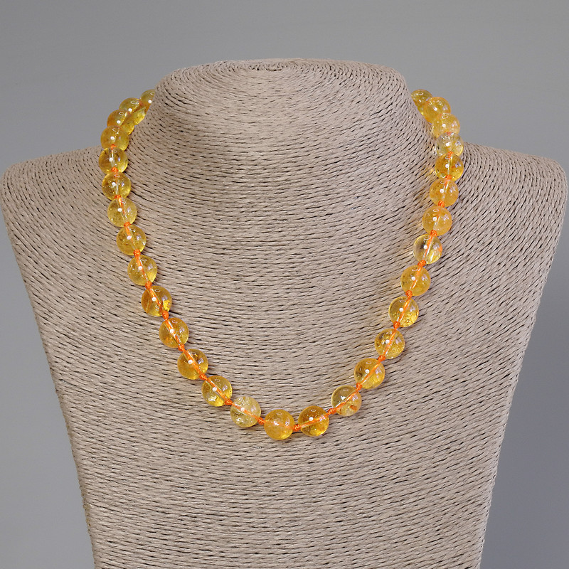 Citrine Beads Smooth Ball 10mm Diameter, 50cm Length with Clasp