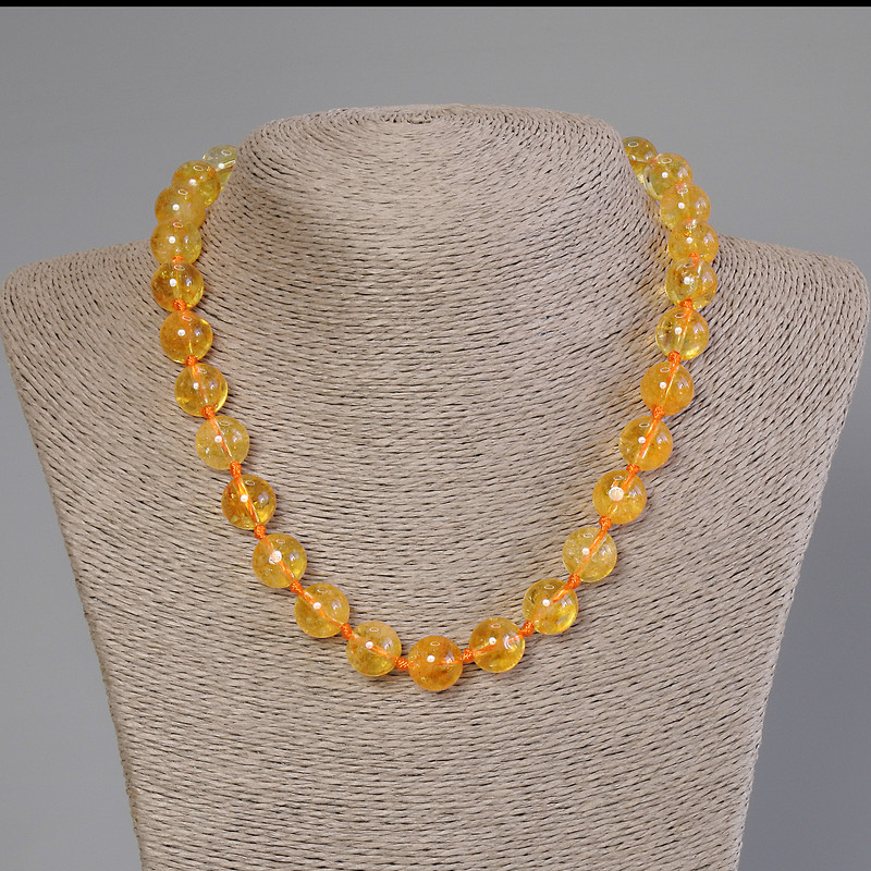 Citrine Beads Smooth Rounds 12mm Ø, 50cm length with clasp