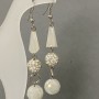 Earrings "Evening" white "soffit" with a white matte finish and gasoline spray Czech crystal, length 7 cm