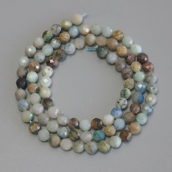 Chrysocolla and Lazurite Faceted Round Beads on Thread, 4.5 mm diameter, 40 cm+ length