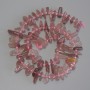 Strawberry Quartz Beads, Chip, 10-20×5-7 mm ±, 3 mm+ bead, total length 40 cm ± on thread
