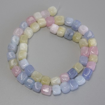 Morganite Cubic Beads, diameter 7.5×7.5 mm, length 37 cm ± on a thread