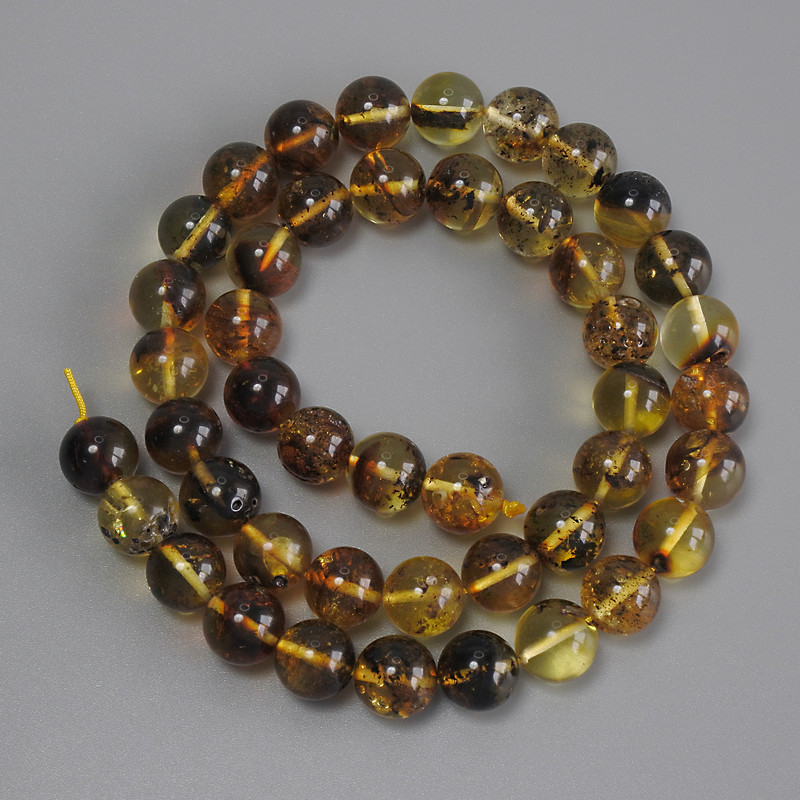 Amber Beads Smooth Ball 8.5 mm Diameter, 38 cm Length on Thread