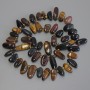 Beads of Bull's Eye, Hawk's Eye, and Tiger's Eye - Chip, butterfly shape, diameter 10-20×5-8mm ±, 3mm+ seed beads, 39cm ± on thread