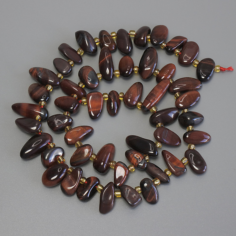 Bead Tiger's Eye Chip butterfly, diameter 10-15×6-8mm±, 3mm+ seed beads, length 39cm± on thread