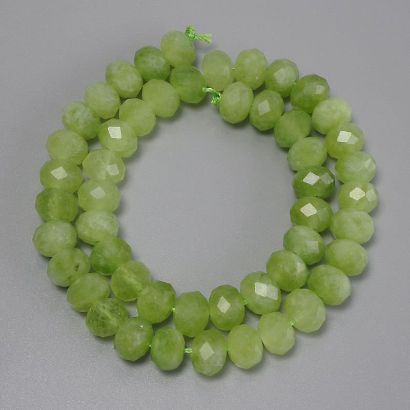 Chrysoprase Olivine Faceted Rondelle Beads, 10x7 mm, approx. 5 mm, 37 cm on string