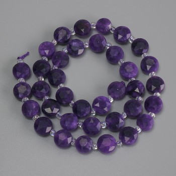 Sugilite Beads Faceted Coin Shaped 8.5 mm ±, 3 mm Bead Size, 37 cm ± on Thread