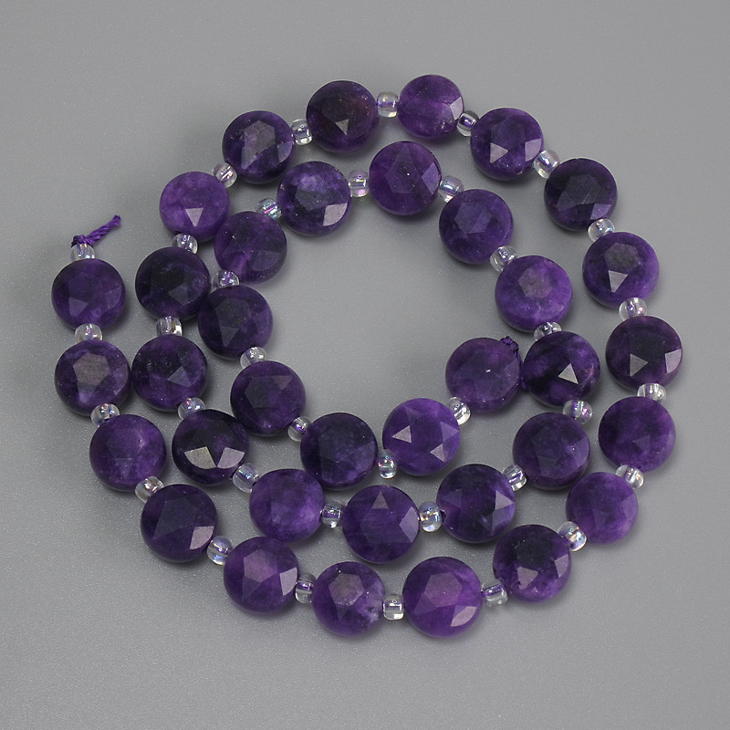 Sugilite Beads Faceted Coin Shaped 8.5 mm ±, 3 mm Bead Size, 37 cm ± on Thread