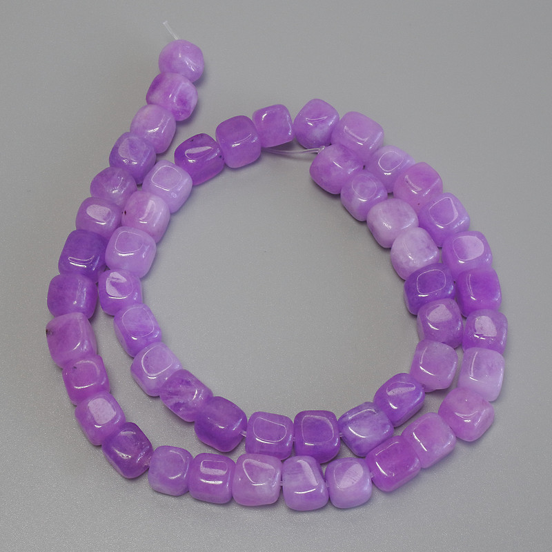Lavender Amethyst Cubic Beads, diameter 7.5×7.5 mm, approx. 38 cm length on thread