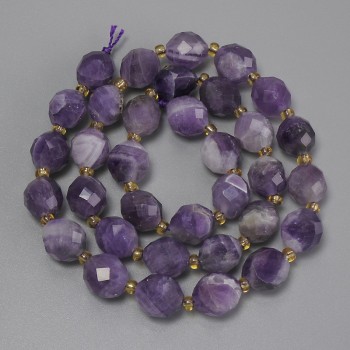 Amethyst Beads Chevron Faceted Seed Bead 10x9mm, 3mm+ Beads, on String, 40cm+