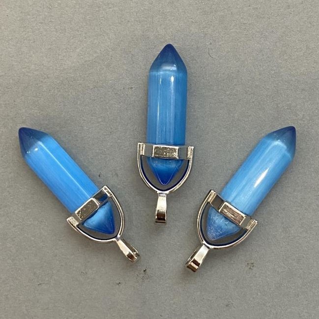 Cat's Eye Hexagonal Crystal Pendant Bead 8x31x41 mm