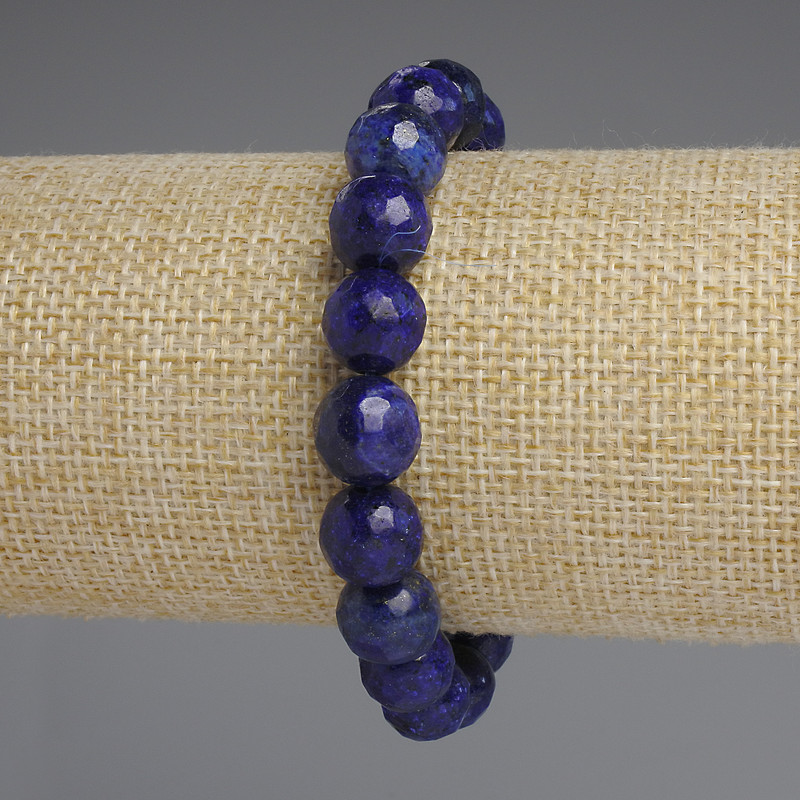 Lapis Lazuli Faceted Bead Bracelet 10mm, stretch, 18cm