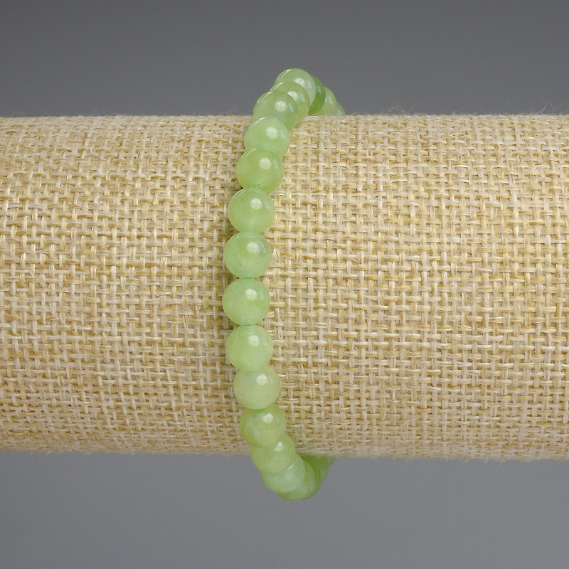 Chrysoprase Olivine Bead Bracelet 6mm smooth sphere, 18cm length, stretchy