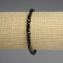 Bracelet, Black Tourmaline Faceted Cube, 4x4mm Diameters, Stretch 18cm