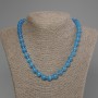 Azure Cat's Eye Necklace, Smooth Round Beads, 10mm Ø, 50cm Length, with Clasp