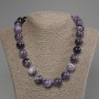 Amethyst Chevron Smooth Round Beads Necklace, 16mm diameter, 50cm length, with clasp