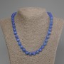 Blue Cat's Eye Bead Necklace, Smooth Round Beads 9mm Ø, 50cm length ± with clasp