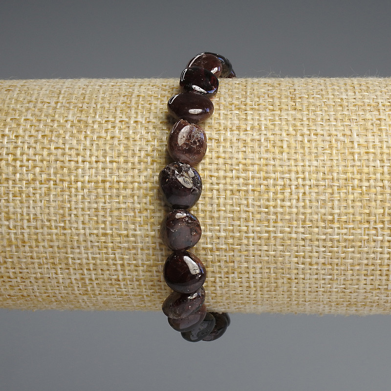 Garnet Cabochon Bead Bracelet, diameter 8-11x9mm +-, length 18cm +- stretch