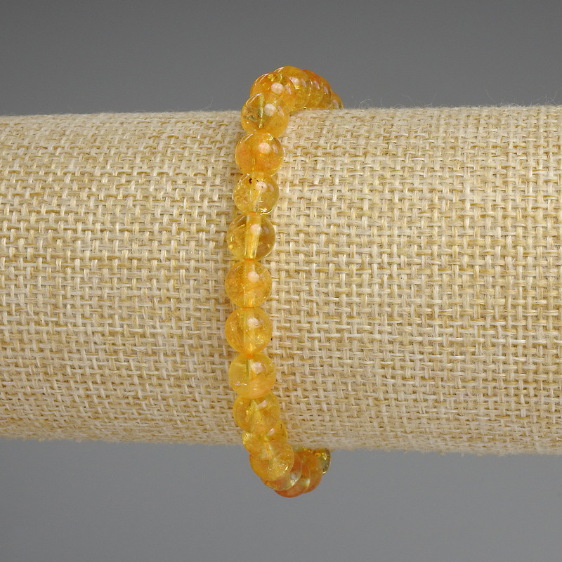 Citrine Bead Bracelet, smooth round beads, 7mm diameter ±, length 18cm ±, stretch