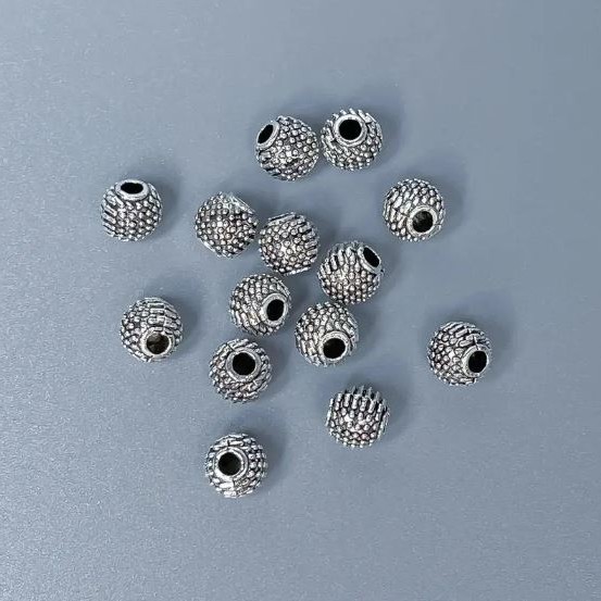 Bead Inlay Component, Silver Color Metallic, 5x5 mm diameter ± hole 1.5 mm ± packaging 20 g (~48 pcs)