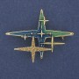 Brooch Accent Star with Yellow Crystals Blue Enamel Gold-Tone Metal 35x46mm+