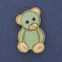 Brooch Pendant Teddy Bear Greenish-Chartreuse Pearlescent Gold Metal 38x24mm+