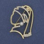 Brooch: Girl with Pearl Earring White Crystals Gold-Tone Metal 39×29mm+