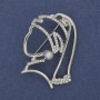 Brooch 'Girl with Pearl Earrings' White Rhinestones Silver Metal 39x29mm+