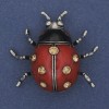 Brooch Pendant Sunflower red enamel yellow rhinestones silver metal 42x47mm+