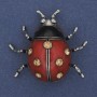 Brooch Pendant Sunflower red enamel yellow rhinestones silver metal 42x47mm+