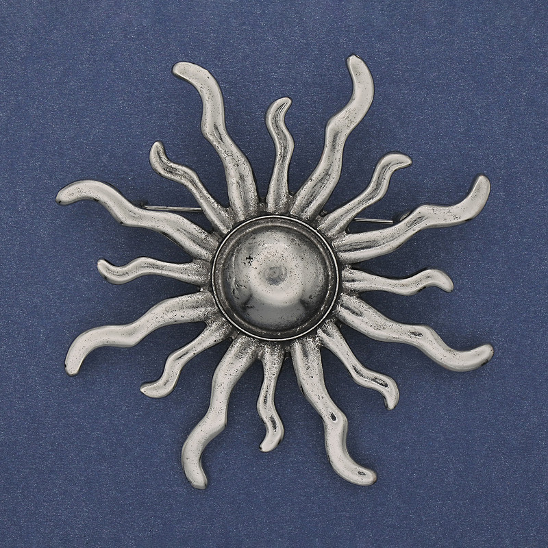 Brooch 'Yarilo' Silvery Metal 69mm+